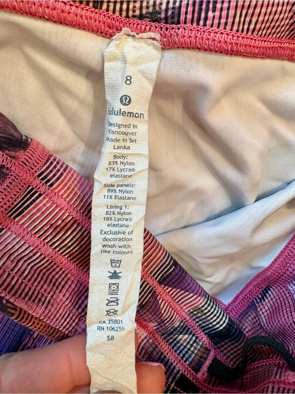 Lululemon On Pace Crop 21” Sun Dazed Multi Pink Black Mesh Leggings Size 8